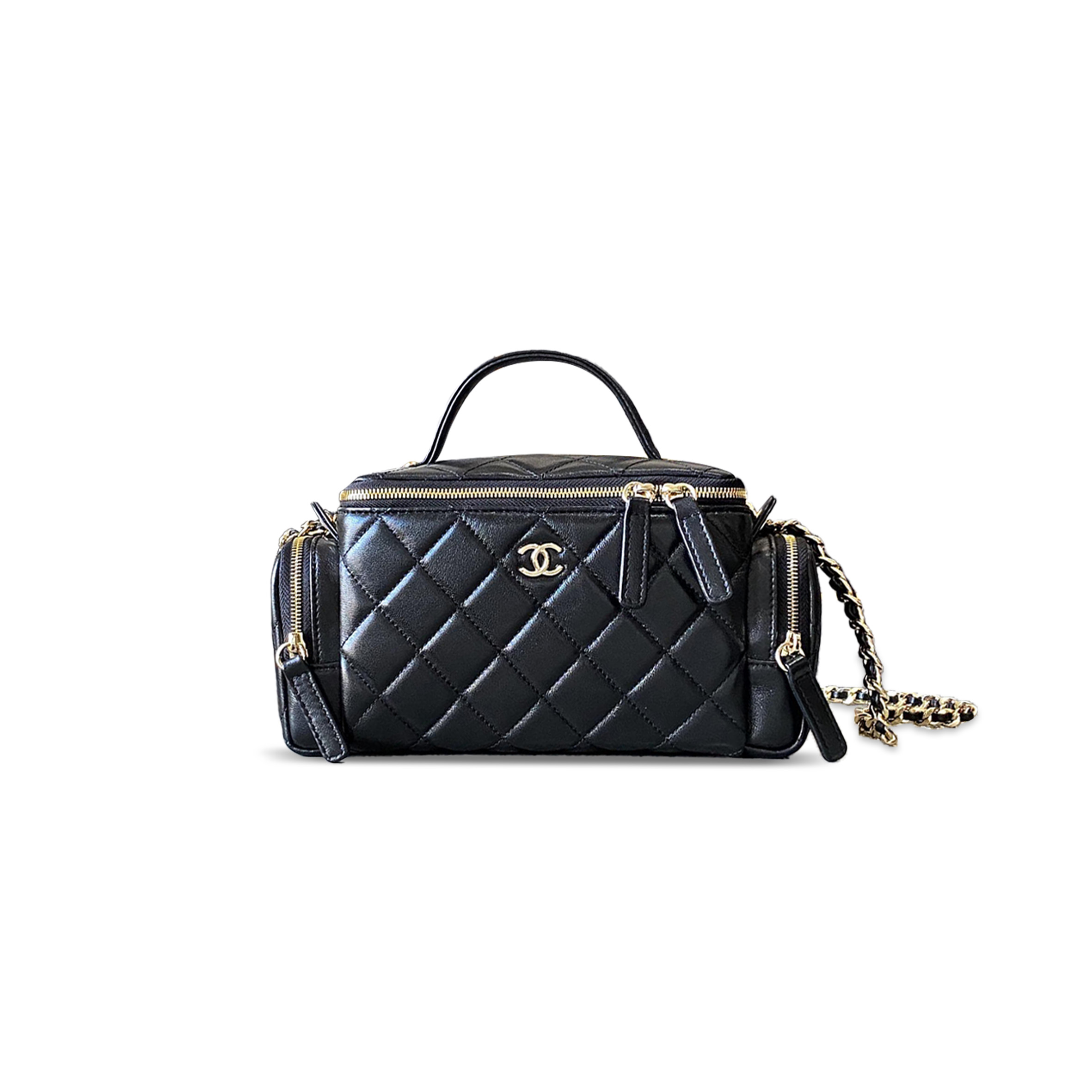 CHANEL VANITY CASE SHINY CRUMPLED LAMBSKIN & GOLD-TONE METAL AS5222 (23*14*9)